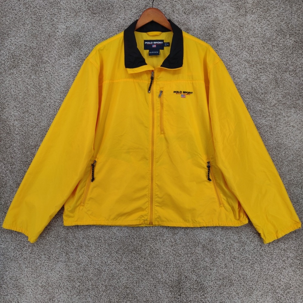 Polo Sport Ralph Lauren Jacket Mens XL Yellow Full Zip Windbreaker